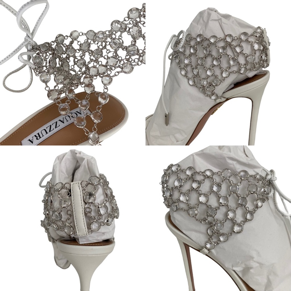 Aquazzura Women’s s Crystal Web Sandal 105 | White Crystal Heels - Picture 12 of 16